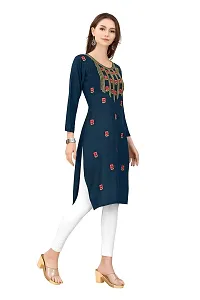 LADKU Women's Embroidered Rayon Straight Kurti for Women-thumb3