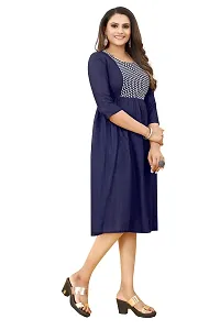 LADKU Women's Embroidered Rayon Anarkali Kurti for Women Gowns for Women Navy-thumb2