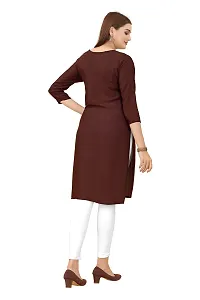 LADKU Women's Embroidered Rayon Straight Kurti for Women Brown-thumb1