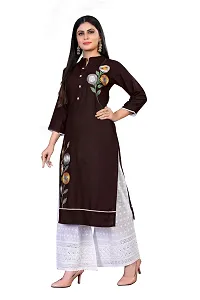 LADKU Wome's Emebroidry Work Rayon Kurti with Cotton Blend Plazzo Women's Kurti Kurti with Plazzo-thumb2