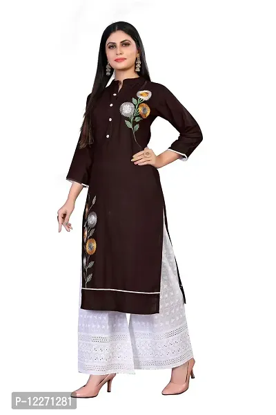 LADKU Wome's Emebroidry Work Rayon Kurti with Cotton Blend Plazzo Women's Kurti Kurti with Plazzo-thumb3