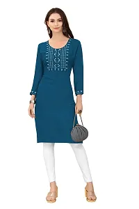 LADKU Womens Viscose Rayon Mirror Work Straight Casual Kurti, Kurti for Women, Mirror Work Kurti, Kurti-thumb3