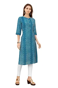 LADKU Fashion Women's Chanderi Batik Laheriya Print  Straight Stitched Kurti(Grey_Sequence)-thumb3