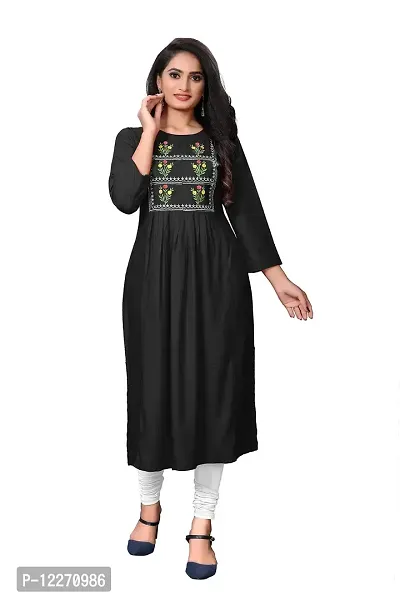 LADKU Women's Rayon Latest Anarkali Designed Kurti Comfy Wear for Function Kurti for Women, Anarkali Kurti for Womens-thumb0