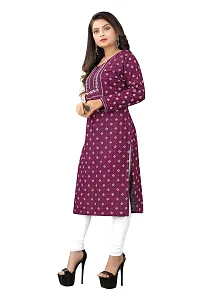 LADKU Women's Embroidered with Mirraw Work Rayon Straight Kurti for Women Wine-thumb2