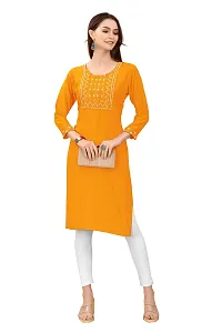 LADKU Women's Rayon Mirror Work Straight Kurti with Zigzag Design, Kurti for Women, Mirror Work Kurti-thumb3