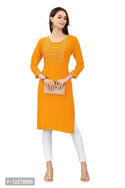 LADKU Women's Rayon Mirror Work Straight Kurti with Zigzag Design, Kurti for Women, Mirror Work Kurti-thumb4