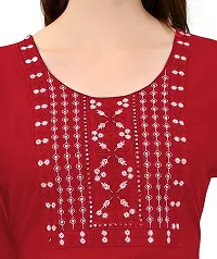 LADKU Womens Viscose Rayon Mirror Work Straight Casual Kurti, Kurti for Women, Mirror Work Kurti, Kurti Red-thumb4