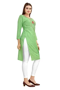 LADKU Women's Embroidered Rayon Straight Kurti for Women Pista-thumb2