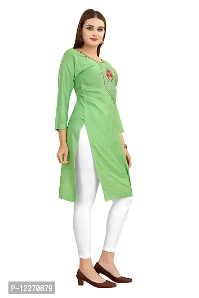 LADKU Women's Embroidered Rayon Straight Kurti for Women Pista-thumb3