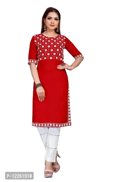 LADKU Womens Rayon Embroidered Kurta and Pant Pair Set