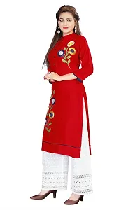 LADKU Wome's Emebroidry Work Rayon Kurti with Cotton Blend Plazzo Women's Kurti Kurti with Plazzo-thumb3