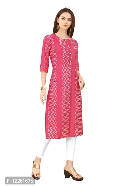 LADKU Fashion Women's Chanderi Batik Laheriya Print  Straight Stitched Kurti(Grey_Sequence)-thumb4