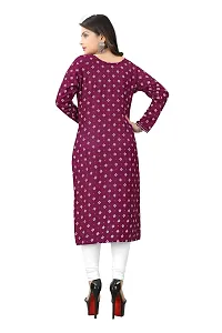 LADKU Women's Embroidered with Mirraw Work Rayon Straight Kurti for Women Wine-thumb1