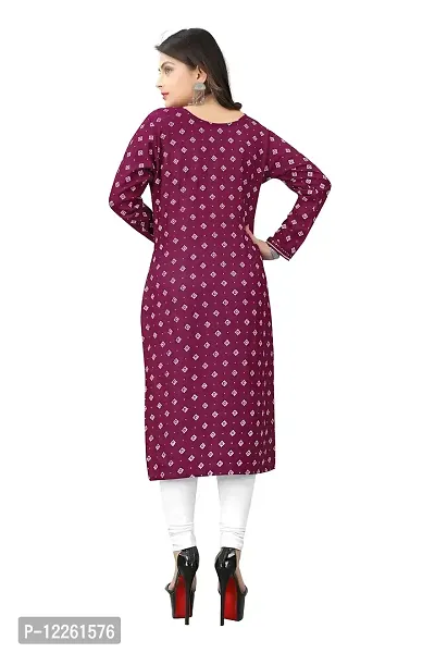 LADKU Women's Embroidered with Mirraw Work Rayon Straight Kurti for Women Wine-thumb2