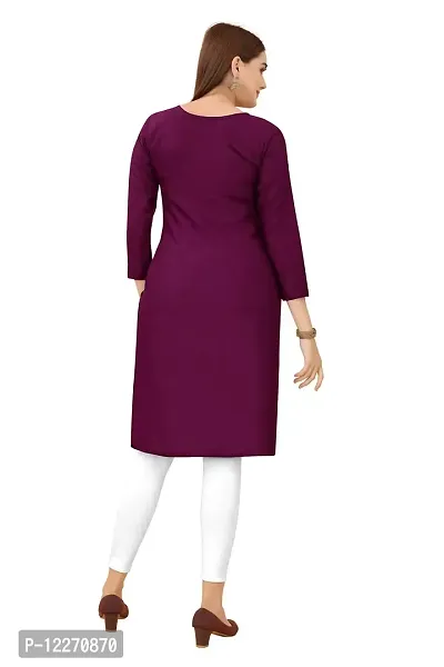 LADKU Women's Embroidered Rayon Straight Kurti for Women Wine-thumb2