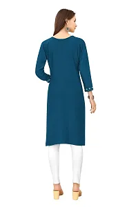 LADKU Womens Viscose Rayon Mirror Work Straight Casual Kurti, Kurti for Women, Mirror Work Kurti, Kurti-thumb1