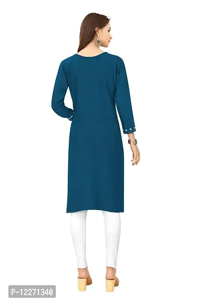 LADKU Womens Viscose Rayon Mirror Work Straight Casual Kurti, Kurti for Women, Mirror Work Kurti, Kurti-thumb2