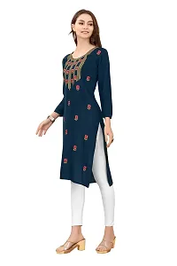 LADKU Women's Embroidered Rayon Straight Kurti for Women-thumb2