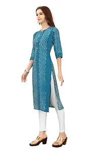 LADKU Fashion Women's Chanderi Batik Laheriya Print  Straight Stitched Kurti(Grey_Sequence)-thumb2