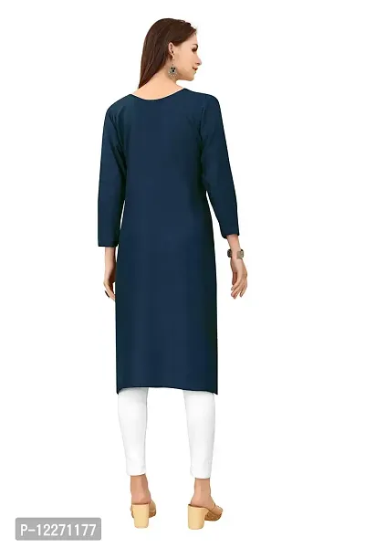 LADKU Women's Embroidered Rayon Straight Kurti for Women-thumb2