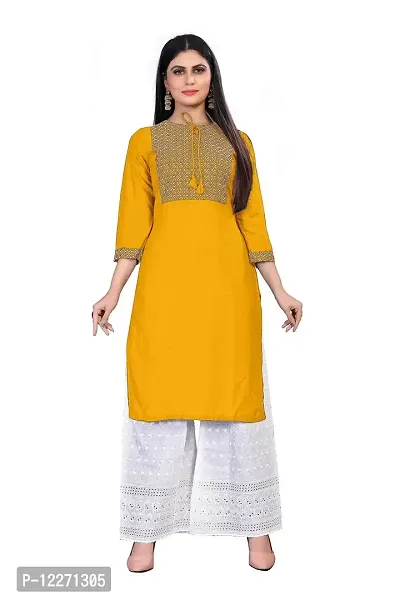 LADKU New Sequince With Emebroidery Work Rayon And Plazzo Kurta Set (XX-Large, Yellow)