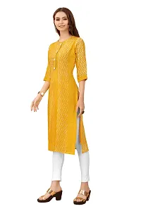 LADKU Fashion Women's Chanderi Batik Laheriya Print & Straight Stitched Kurti(Print_Sequence) Yellow-thumb2