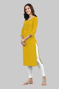 LADKU Womens Viscose Rayon Mirror Work Potli Design Straight Casual Kurti, Kurti for Women, Mirror Work Kurti-thumb2