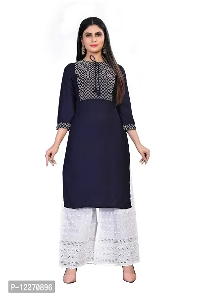 LADKU New Sequince With Emebroidery Work Rayon And Plazzo Kurta Set (XXX-Large, Dark Blue)