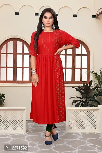 LADKU 14 Kg Rayon Foil Half Part Printed Women's Kurti (XX-Large, Red)-thumb5