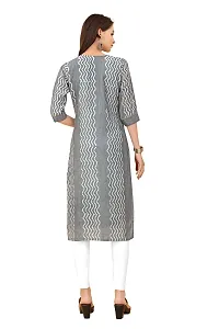 LADKU Fashion Women's Chanderi Batik Laheriya Print & Straight Stitched Kurti(Print_Sequence) Grey-thumb1