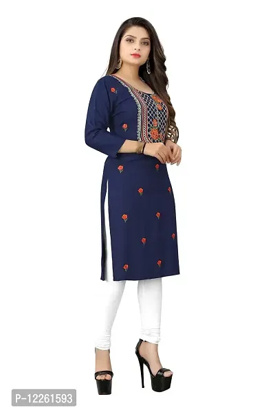 LADKU Women's Embroidered Rayon Straight Kurti for Women(Kero-S)-thumb4