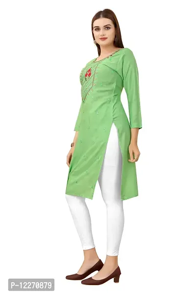 LADKU Women's Embroidered Rayon Straight Kurti for Women Pista-thumb4