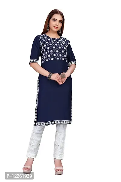 LADKU Womens Rayon Embroidered Kurta and Pant Pair Set