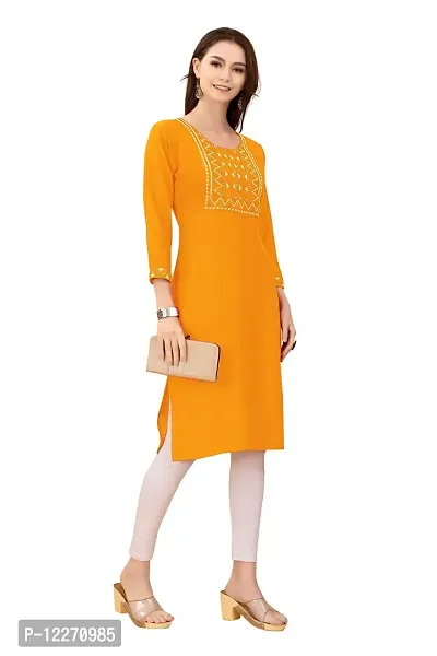 LADKU Women's Rayon Mirror Work Straight Kurti with Zigzag Design, Kurti for Women, Mirror Work Kurti-thumb3