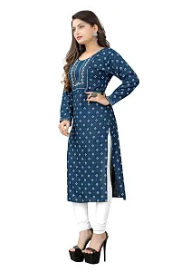 LADKU Women's Embroidered with Mirraw Work Rayon Straight Kurti for Women-thumb2