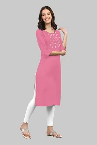 LADKU Womens Viscose Rayon Mirror Work Potli Design Straight Casual Kurti, Kurti for Women, Mirror Work Kurti-thumb3