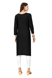 LADKU Women's Embroidered Rayon Straight Kurti for Women Black-thumb1