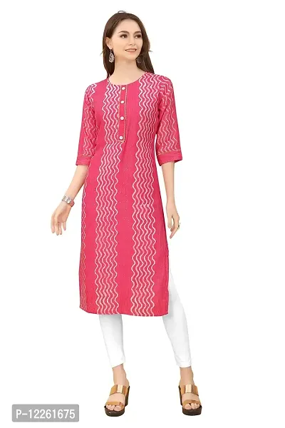 LADKU Fashion Women's Chanderi Batik Laheriya Print  Straight Stitched Kurti(Grey_Sequence)-thumb0