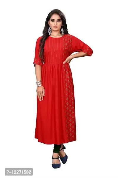 LADKU 14 Kg Rayon Foil Half Part Printed Women's Kurti (XX-Large, Red)-thumb0