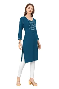 LADKU Womens Viscose Rayon Mirror Work Straight Casual Kurti, Kurti for Women, Mirror Work Kurti, Kurti-thumb2