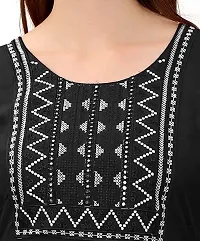 LADKU Womens Viscose Rayon Mirror Work Straight Casual Kurti, Kurti for Women, Mirror Work Kurti, Kurti Black-thumb4