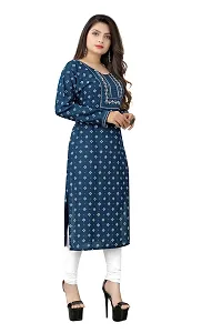 LADKU Women's Embroidered with Mirraw Work Rayon Straight Kurti for Women-thumb3