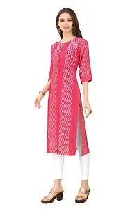 LADKU Fashion Women's Chanderi Batik Laheriya Print  Straight Stitched Kurti(Grey_Sequence)-thumb2