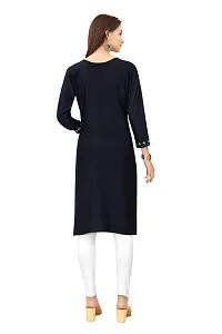 LADKU Womens Viscose Rayon Mirror Work Straight Casual Kurti, Kurti for Women, Mirror Work Kurti, Kurti Black-thumb1