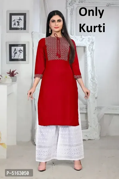 New Sequinces Work Rayon Staight Red Kurti