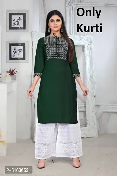 New Sequinces Work Rayon Staight Green Kurti