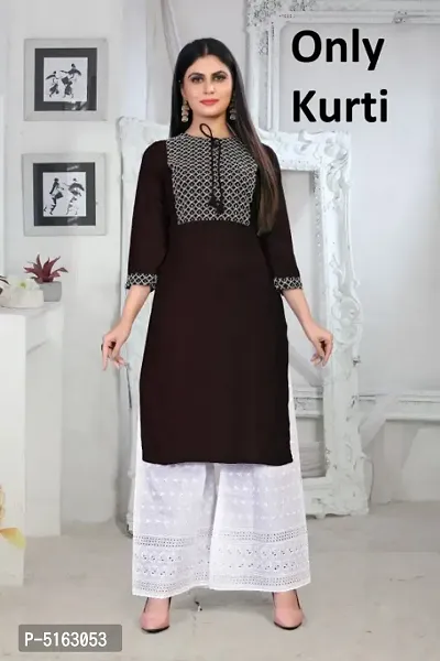 New Sequinces Work Rayon Staight Brown Kurti