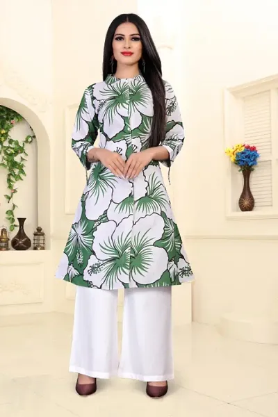 Stylish Floral Cotton Blend Kurta Bottom Set