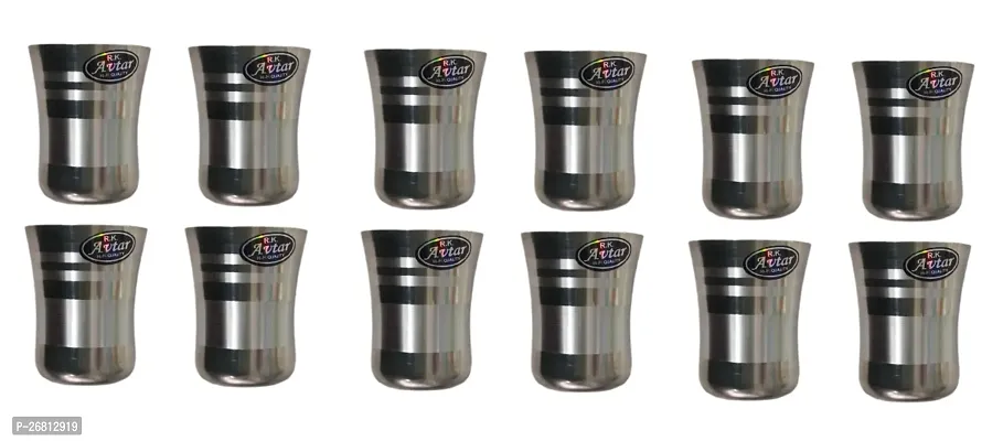 Flower Stainless Steel Glasses Pack Of 12-thumb0